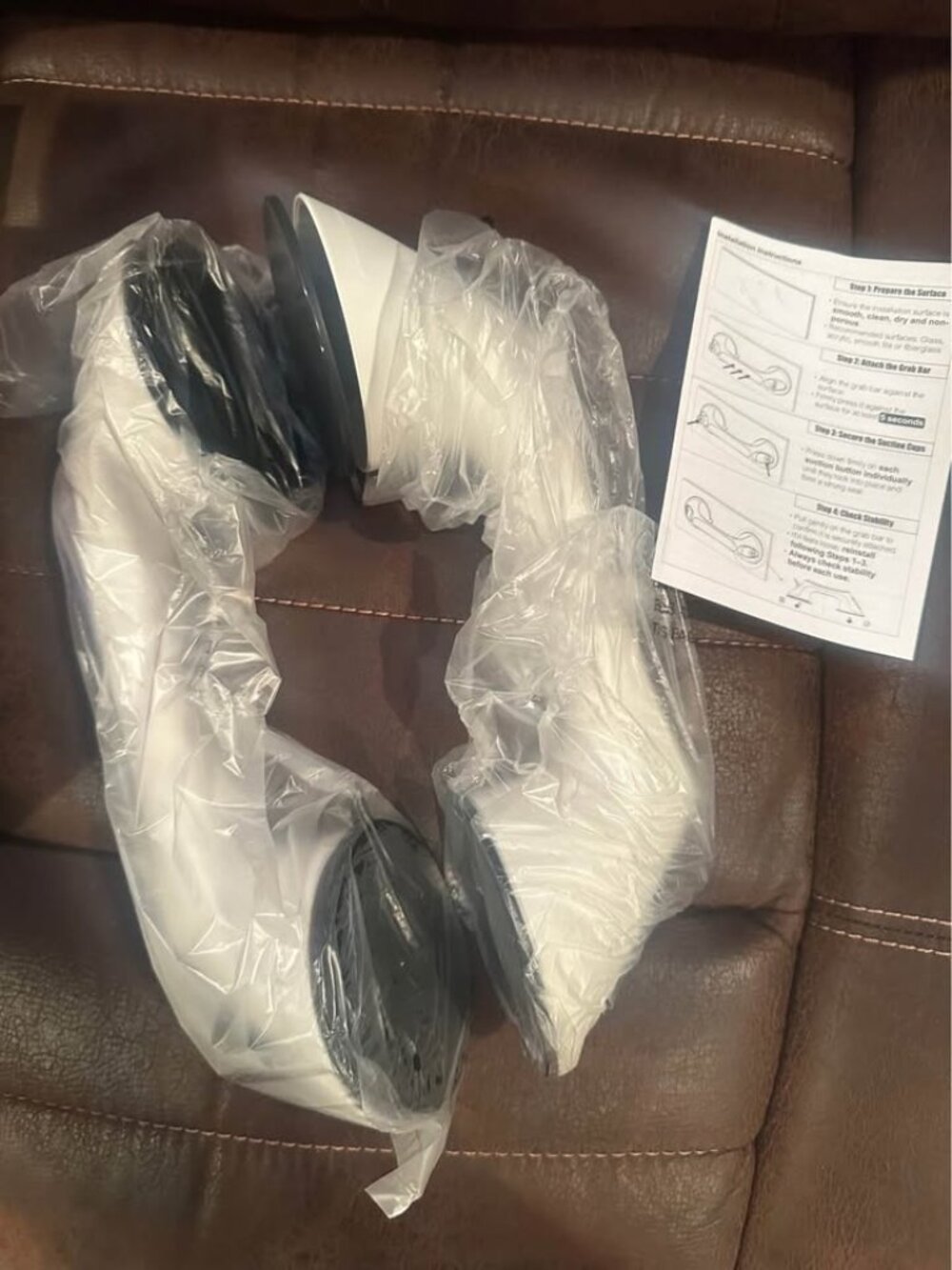 Grab Me Suction Grab Bars 12in 2 Pcs Black + White